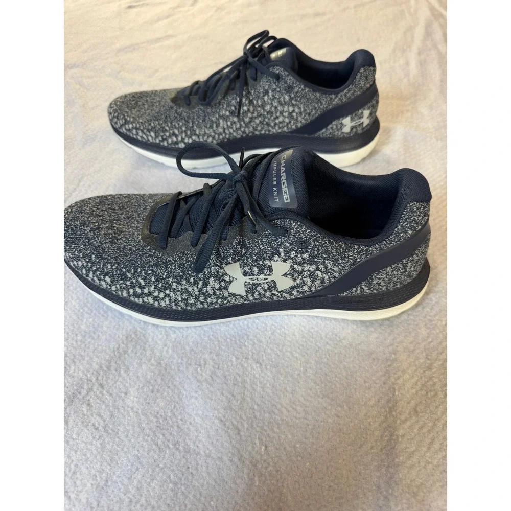 Under Armour Charged Impulse Knit Mens Running Shoes Navy White 3022593-401 14